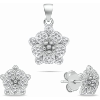 Brilio Silver Krásná stříbrná sada šperků se zirkony Květiny SET264W – Sleviste.cz