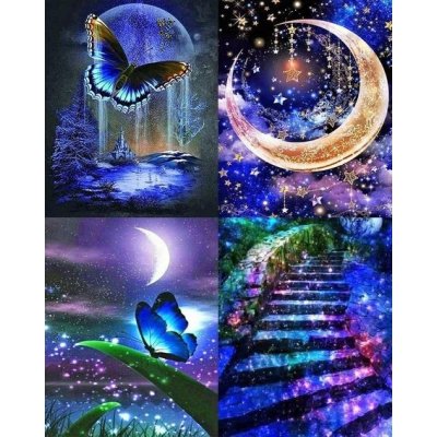 LORIOSKE Sada 4 diamantových obrazů – Zboží Mobilmania