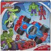 Auta, bagry, technika Hasbro Playskool Marvel Super Hero Akční Jízda Dobrodružný Hulk a Spider-Man