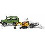 Bruder 2593 Land Defender s přívěsem a JCB mikrobagrem – Zboží Mobilmania