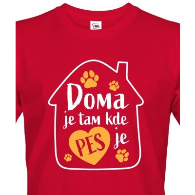 Bezvatriko Doma je tam kde je pes Canvas pánské tričko s krátkým rukávem 1 červená – Zbozi.Blesk.cz