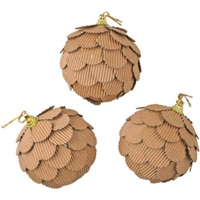 Anděl Přerov Baňky hnědé s lupínky 8 cm 3 ks polystyren – Zboží Dáma
