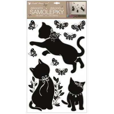 ANDĚL Samolepky na zeď černé kotě s glitry a kamínky 32 x 60 cm – Hledejceny.cz