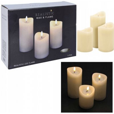 HOMESTYLING LED svíčka sada 3 ks slonová kost KO-AX5432320 – Hledejceny.cz