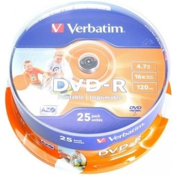 Verbatim DVD-R 4,7GB 16x, AZO, printable, cakebox, 25ks (43538)