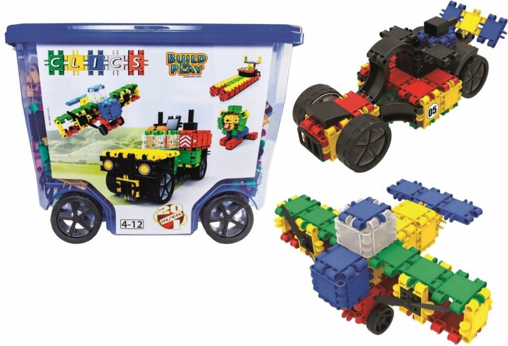 Clics Toys Ekologická stavebnice Rollerbox 560 ks