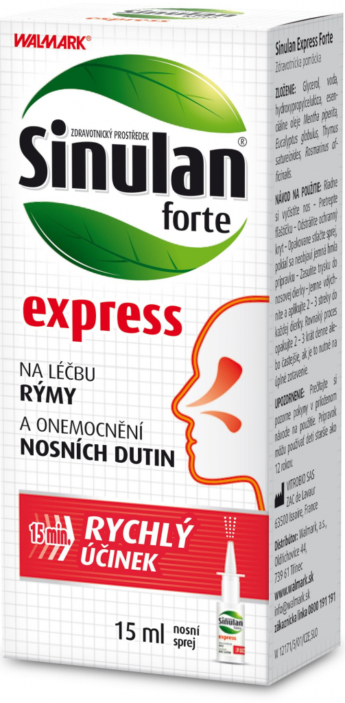 Walmark Sinulan Forte Express nosní sprej 15 ml od 136 Kč - Heureka.cz