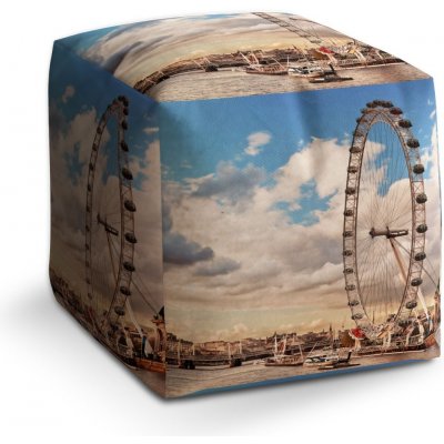 Sablio taburet Cube London eye 40x40x40 cm – Zboží Mobilmania