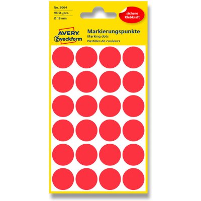 Avery Zweckform Etikety na různá značení 96 ks červené 18 mm kulaté 3004 – Hledejceny.cz