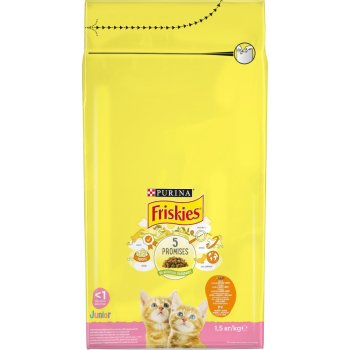 Friskies Cat Junior s kuřetem krůtou mlékem a se zeleninou 1,5 kg