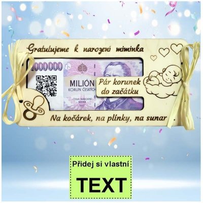Bezvadný dárek Dřevěná obálka na peníze k narození dítěte – Zboží Dáma