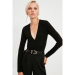 Trendyol tmavě modrý pletený body s hlubokým výstřihem do V – Zboží Dáma