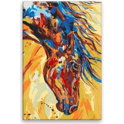 Malování podle čísel Barevný kůň ve zlatém pozadí – Zboží Mobilmania