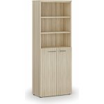 Primo Kombinovaná kancelářská skříň WOOD, dveře na 3 patra, 2128 x 800 x 420 mm, dub přírodní – Zboží Dáma
