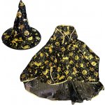 Čarodějnický plášť s kloboukem černo-zlatý – Zboží Dáma