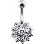 Šperky4U stříbrný piercing do pupíku kytička BP01099-CC – Zboží Mobilmania