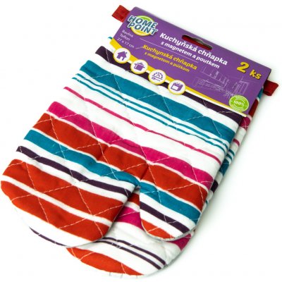 TextilCentrum.cz Kuchyňská chňapka bavlna / teflon HOME POINT, červený proužek , 27x17cm, 2ks (pravá, levá) – Zbozi.Blesk.cz