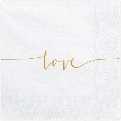 Ubrousky papírové bílé s nápisem "LOVE"