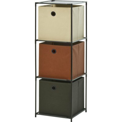 HOMESTYLING Úložný regál 3 patra s boxy textilní 102 cm KO-C80653210 – Zboží Mobilmania