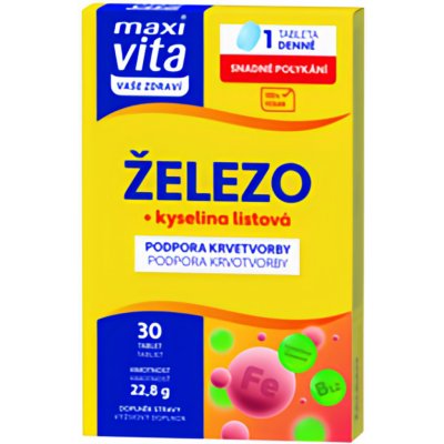 MaxiVita Vaše Zdraví Železo + kyselina listová 30 tablet 22,8 g – Zboží Mobilmania