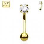 Šperky4U zlatý piercing do obočí zirkon ZL01109C-YG – Zboží Mobilmania