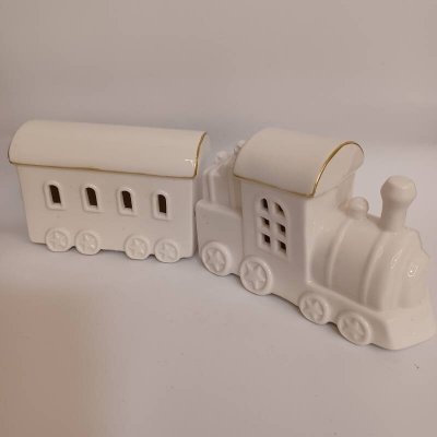 DECOLED Keramický vláček, 28,5 x 10,1 x 9,3 cm, teple bílá, 2xLR44 – Zboží Mobilmania