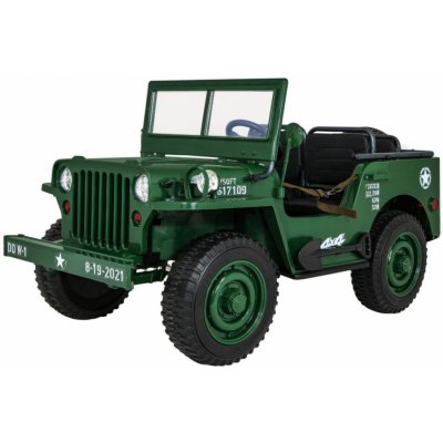 Tomido Dětský elektrický vojenský jeep willys 4x4 24V, 4x90W tmavě zelená – Zbozi.Blesk.cz