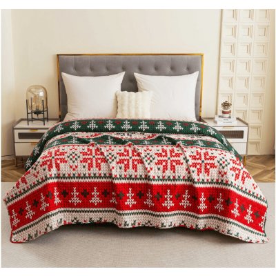Textilomanie Přehoz na postel FROSTED CHRISTMAS, barevný 170 x 210 cm – Zboží Dáma