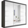 Šatní skříň Idzczak Multi 23 233 cm se zrcadly a posuvnými dveřmi Stěny šedá / bílá