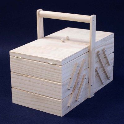 Pro Háčkování Kazeta na šití rozkládací dřevěná velká 38x21x19 cm – Zboží Dáma