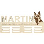 LYMFY Dřevěný držák na medaile s laserováním 45cm pes Německý ovčák přírodní dřevo – Hledejceny.cz