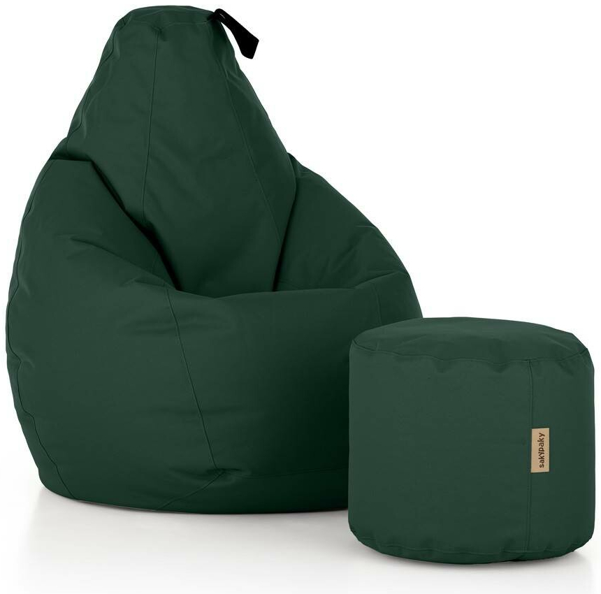 SakyPaky sedací set Hruška s taburetem lahvově zelená