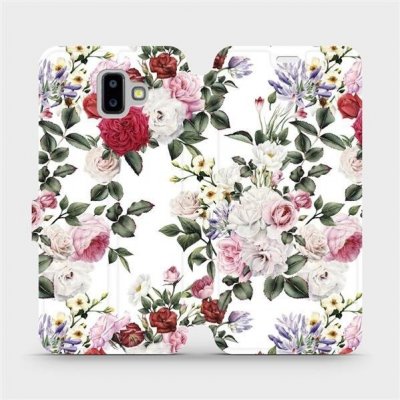 Pouzdro Mobiwear parádní flip Samsung Galaxy J6 Plus 2018 - MD01S Růže na bílé