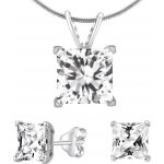 SILVEGO stříbrný set šperků čtverec krystal náušnice a přívěsek JJJSQ55 – Zboží Mobilmania