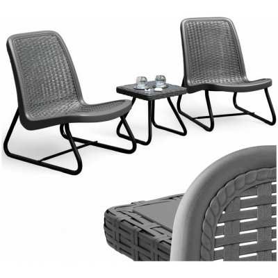 tectake 405023 sedací souprava modica v ratanovém vzhledu pro 2 osoby, ergonomická - šedá – Zbozi.Blesk.cz