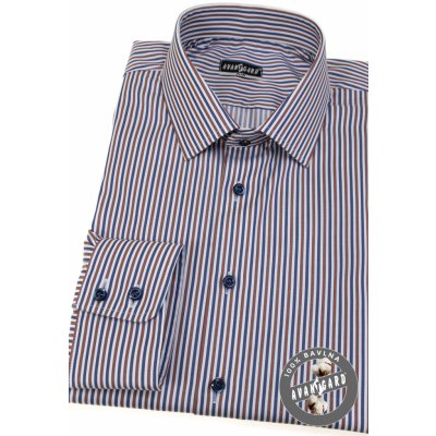 Avantgard pánská košile slim bílá/modrá/hnědá 109-0168 – Zboží Mobilmania