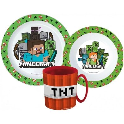 Stor Sada plastového nádobí Minecraft s červeným hrnkem TNT 3 díly