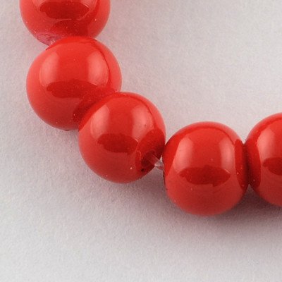 Skleněné korálky - červené - ∅ 8 mm - 10 ks – Zboží Dáma
