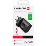 Swissten Síťový Adaptér 1xUSB-A, 1xUSB-C a Apple Watch PD, QC 20W