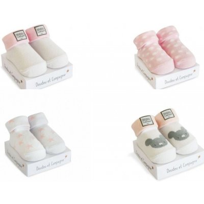 Doudou Ponožky pro holčičku 1 pár bílá s růžovým lemem – Zboží Dáma