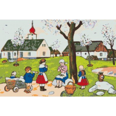 MALUJEŠ Diamantové malování - JOSEF LADA - JARO NA VSI Rozměr: 60 x 90 cm, Rámování: vypnuté plátno na rám – Zboží Mobilmania