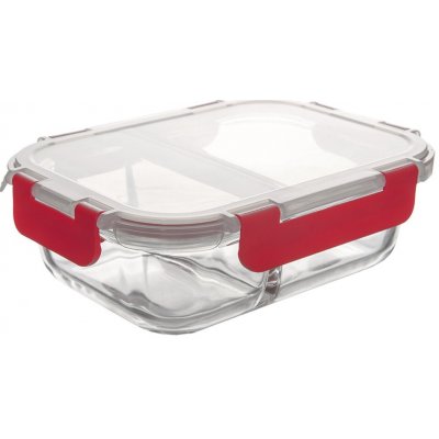 Orion Skleněná dóza dělená s plast víčkem borosil sklo plast 18 x 13,5 x 6 cm – Hledejceny.cz