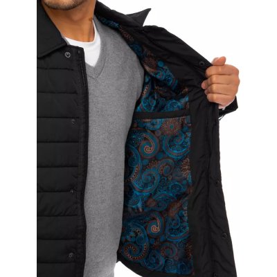 Pánská zimní prošívaná bunda bez kapuce Mono tx3901 černá