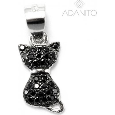 Adanito EFP0001164 Stříbrný přívěsek kočka s černými zirkony – Zboží Mobilmania