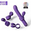 Sada erotických pomůcek Magic Stick - vibrátor s vyměnitelnou hůlkou fialový