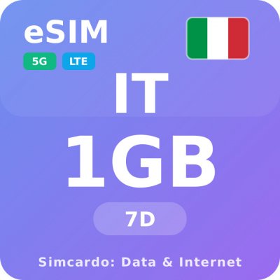 Itálie Mobilní Internet - eSIM 1GB 7 dní datová SIM karta – Hledejceny.cz