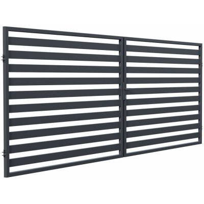 Milton Plotová brána dvoukřídlá, ocel, 150 × 400 cm, grafitová šedá (RAL 7024) W10435 – Sleviste.cz