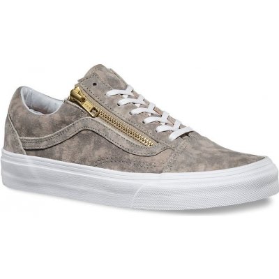 Vans Old Skool Zip Marble Suede khaki/true white – Zboží Mobilmania