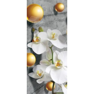 IMPOL TRADE 3067 VET Vliesové fototapety orchidej a 3D kuličky rozměr 91 cm x 211 cm – Zboží Mobilmania