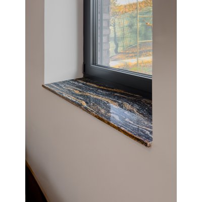 TONE OF STONE Venkovní parapet z přírodního kamene - Žula Magma Black lesk, 10x150x20 mm – HobbyKompas.cz